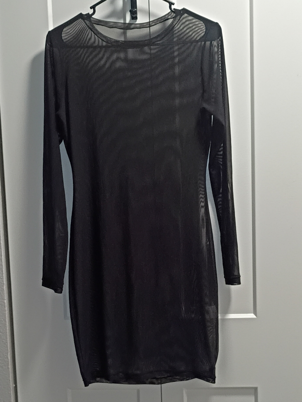 Sheer Black Long-Sleeve Bodycon Dress